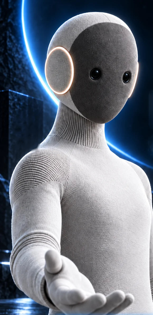 NEO 1X humanoid robot holding out an open hand